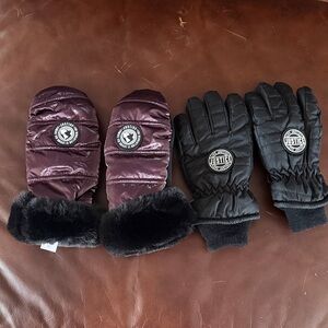 Justice Shiny Purple Mittens and Black Gloves Set